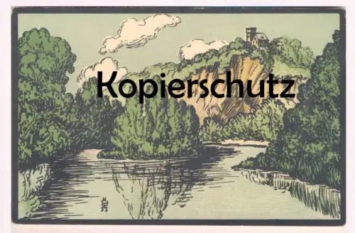 ALTE POSTKARTE COBLENZ HOTEL U. CAFÉ RITTERSTURZ VON DEN RHEINANLAGEN GESEHEN Steindruck Steinzeichnung Koblenz AK