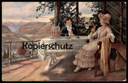 ALTE KÜNSTLER POSTKARTE AUF DEIN WOHL LIEBCHEN 1918 C. WETTER BOWLE bouillir Paar couple Ansichtskarte AK cpa postcard