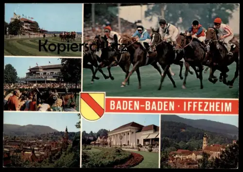 ÄLTERE POSTKARTE BADEN-BADEN IFFEZHEIM RENNPLATZ PFERDE derby horse race horses course de chevaux cpa postcard AK