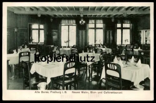 ALTE POSTKARTE FREIBURG IM BREISGAU ALTE BURSE NEUES WEIN- BIER UND CAFÉ RESTAURANT Ansichtskarte postcard cpa AK