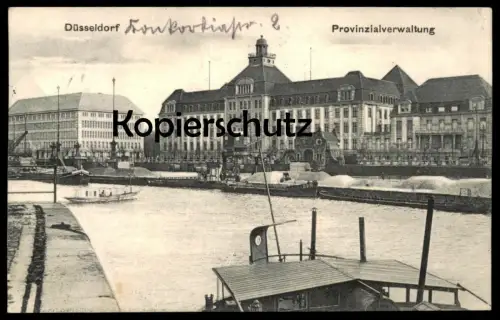 ALTE POSTKARTE DÜSSELDORF PROVINZIALVERWALTUNG FRACHTSCHIFF DAMPFER STEAMER CARGO STEAMSHIP SCHIFF SHIP postcard cpa AK