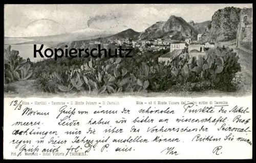 ALTE POSTKARTE ETNA GIARDINI TAORMINA MONTE PETRARO IL CASTELLO MOLA MONTE VENERE DEL TESTRO FORSCHUNG Ansichtskarte cpa