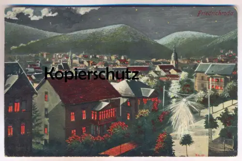 ALTE POSTKARTE FRIEDRICHRODA BEI NACHT THÜRINGEN Nachtaufnahme Gesamtansicht Totalansicht Total Ansichtskarte postcard