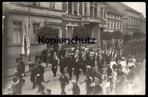 ALTE FOTO POSTKARTE BLEICHERODE FEIER MARSCH VORBEI AM HAUS SCHWED & DANKWERTH JEW JEWISH JUDAICA JUDAIKA cpa postcard