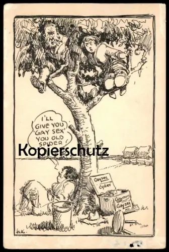 ALTE KARTE HUMOR I'LL GIVE YOU GAY SEX YOU OLD SPIDER GAYSEC CYDER GAYMEN humour cpa postcard