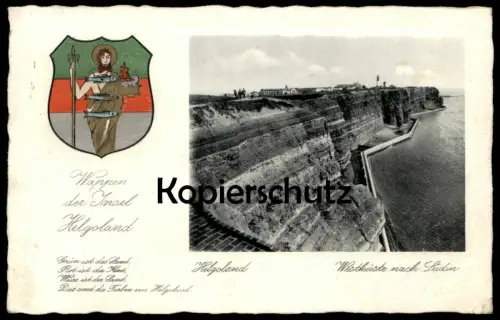 ALTE POSTKARTE WAPPEN DER INSEL HELGOLAND FELDPOST 1940 WESTKÜSTE NACH SÜDEN cpa postcard Ansichtskarte AK