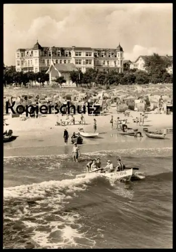 ÄLTERE POSTKARTE SEEBAD AHLBECK AM STRAND BOOT BOOTE BADENDE Usedom beach plage AK Ansichtskarte cpa postcard