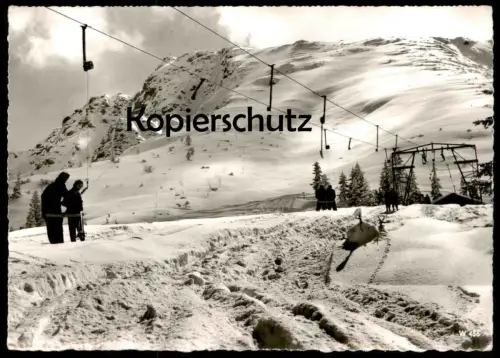 ÄLTERE POSTKARTE OBERJOCH WINTER ISELERLIFT ISELER Ski Skifahren Hochallgäu Hindelang skiing Ansichtskarte cpa postcard