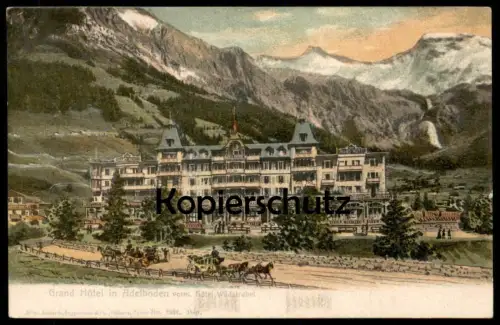 ALTE POSTKARTE GRAND HOTEL ADELBODEN VORMALS HOTEL WILDSTRUBEL KUTSCHE SCHWEIZ suisse Helvetia Ansichtskarte postcard AK