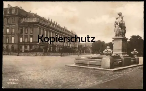 ALTE POSTKARTE ANSBACH SCHLOSSPLATZ MIT BRUNNEN Schloss chateau castle Luitpoldkunstbrunnen Ansichtskarte cpa postcard