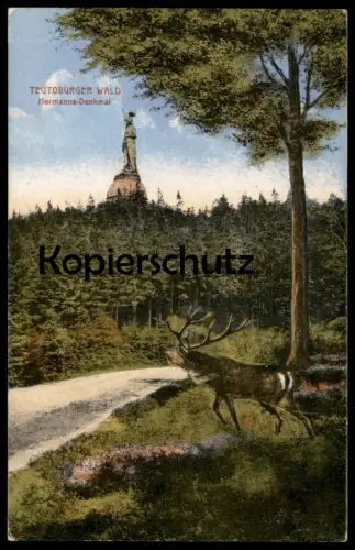 ALTE POSTKARTE HERMANNS-DENKMAL IM TEUTOBURGER WALD MIT HIRSCH DETMOLD Deer Hermannsdenkmal Ansichtskarte postcard cpa