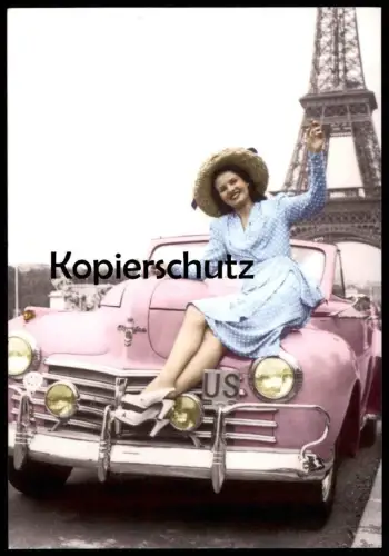 ÄLTERE POSTKARTE PARIS EIFFELTURM TOUR EIFFEL MISS AUTOMOBILE US car Auto Ansichtskarte cpa postcard AK