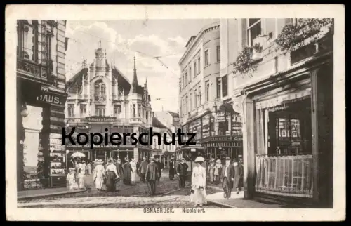 ALTE POSTKARTE OSNABRÜCK NICOLAIORT HETTLAGE & LAMPE CONRAD TACK J. KIEFER M. NIEMEYER Strassenbahn AK cpa postcard