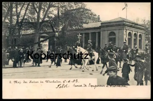 ALTE POSTKARTE WIESBADEN SEINE MAJESTÄT KAISER WILHELM SCHIMMEL Pferd horse cheval emperor of germany cpa postcard AK
