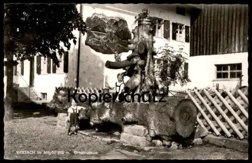 ÄLTERE POSTKARTE WERTACH IM ALLGÄU ORTSBRUNNEN KINDER KIND BRUNNEN Kindereimer fontaine fountain Ansichtskarte postcard