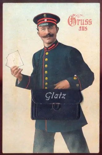 ALTE POSTKARTE GRUSS AUS GLATZ BRIEFTRÄGER LEPORELLO 10 ANSICHTEN KLODZKO KLADSKO Ansichtskarte cpa AK postcard
