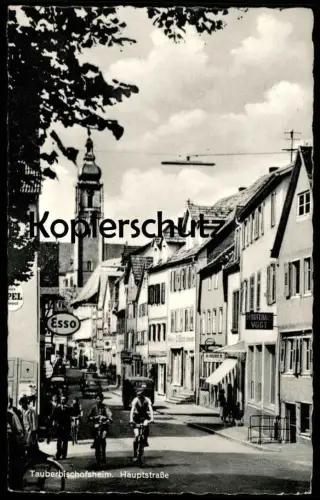ÄLTERE POSTKARTE TAUBERBISCHOFSHEIM HAUPTSTRASSE ESSO TANKSTELLE filling station verm. Opel postcard Ansichtskarte cpa