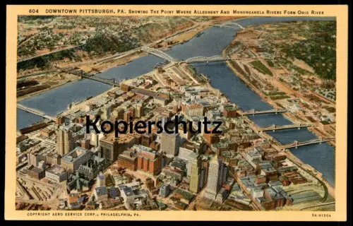 ALTE POSTKARTE DOWNTOWN PITTSBURGH PA POINT OF ALLEGHENY MONONGAMELA RIVERS FORM OHIO RIVER postcard cpa Ansichtskarte