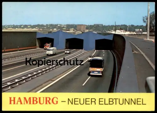 ÄLTERE POSTKARTE HAMURG ELBTUNNEL FEUERWEHR FAHRZEUG Feuerwehrauto véhicule de pompiers fire truck Ansichtskarte cpa AK