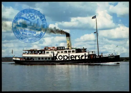 ÄLTERE POSTKARTE OLYMPIA 1972 REGATTABEGLEITSCHIFF VETERANENDAMPFER SS ALEXANDRA steam ship Schiff Stempel cpa