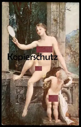 ALTE KÜNSTLER POSTKARTE DIE WAHRHEIT THE TRUTH LE VÉRITÉ BAUDRY Frau femme seins nus nude breast woman nudity gilt edge