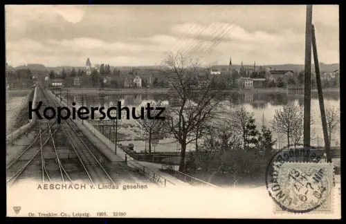 ALTE POSTKARTE AESCHACH VON LINDAU GESEHEN Eisenbahn Gleise railway Bodensee postcard cpa Ansichtskarte AK
