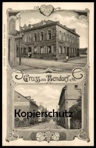 ALTE POSTKARTE GRUSS AUS BENDORF AM RHEIN GASTHOF ZUM ROTEN OCHSEN JEAN DEIDENBACH Ansichtskarte cpa postcard AK