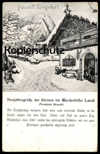ALTE POSTKARTE NEUJAHRSGRÜSSE DER KLEINEN IM WERDENFELSER LAND GARMISCH PARTENKIRCHEN SIGN. ERHARDT Ansichtskarte AK
