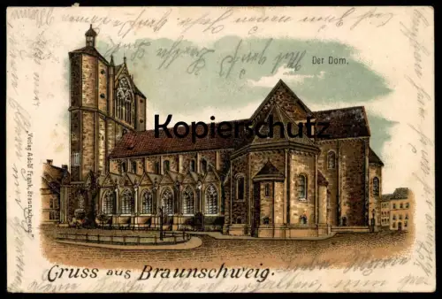 ALTE LITHO POSTKARTE GRUSS AUS BRAUNSCHWEIG 1901 DER DOM Kirche Ansichtskarte AK cpa postcard