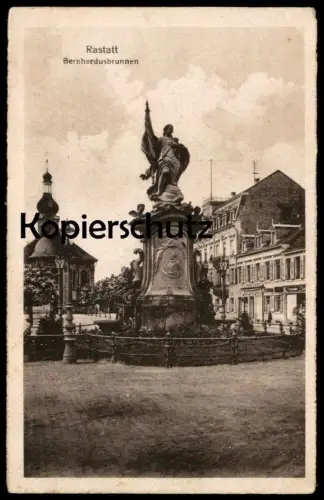 ALTE POSTKARTE RASTATT BERNHARDUSBRUNNEN STEMPEL DURCHGANGSLAGER 1919 Brunnen fontaine fountain Ansichtskarte postcard