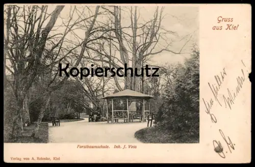 ALTE POSTKARTE GRUSS AUS KIEL FORSTBAUMSCHULE INHABER J. VOSS Baumschule Ansichtskarte AK cpa postcard