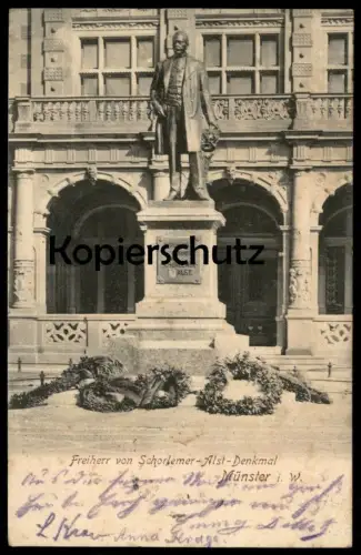 ALTE POSTKARTE MÜNSTER BURCHARD FREIHER VON SCHORLEMER-ALST DENKMAL Kränze Kranz Ansichtskarte AK postcard cpa monument