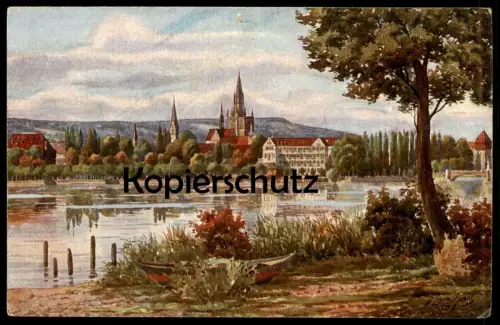 ALTE KÜNSTLER POSTKARTE KONSTANZ GESAMTANSICHT PANORAMA TOTAL TOTALANSICHT V. MARSCHALL Ansichtskarte cpa postcard AK