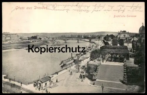 ALTE POSTKARTE GRUSS AUS DRESDEN BRÜHL'SCHE TERRASSE Schiff Dampfer Ansichtskarte cpa AK postcard