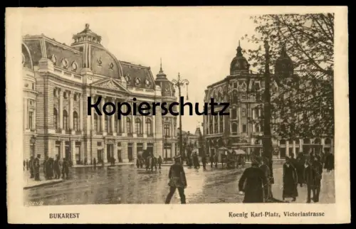 ALTE POSTKARTE BUKAREST KOENIG KARL-PLATZ VICTORIASTRASSE Bucuresti Romania Bucharest Ansichtskarte postcard cpa