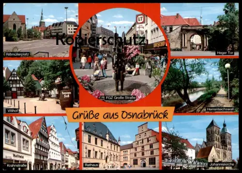 ÄLTERE POSTKARTE OSNABRÜCK FGZ GROSSE STRASSE RISSMÜLLERPLATZ VITIHOF KRAHNSTRASSE HEGER TOR Ansichtskarte cpa postcard