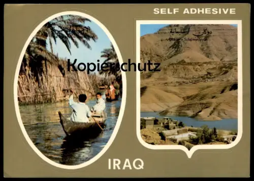 ÄLTERE POSTKARTE IRAQ SELF ADHESIVE LABEL IRAK Aufkleber sticker autocollant cpa postcard Ansichtskarte AK