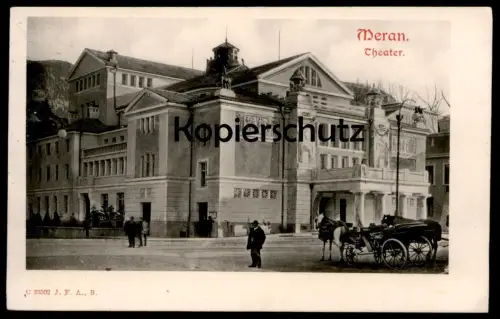 ALTE POSTKARTE MERAN THEATER KUTSCHE Merano Maran Alto Adige Trentino Provinz Bozen cpa postcard Ansichtskarte AK