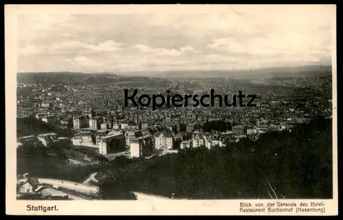 ALTE POSTKARTE STUTTGART BLICK VON DER VERANDA DES HOTEL RESTAURANT BUCHENHOF Ansichtskarte cpa postcard AK