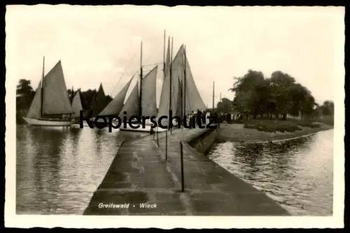 ALTE POSTKARTE GREIFSWALD WIECK HAFEN SEGELBOOTE BOOTE ships Ansichtskarte postcard cpa AK