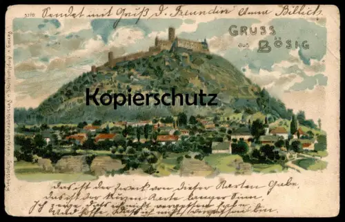 ALTE LITHO POSTKARTE GRUSS AUS BÖSIG BEZDEZ SUDETEN Tschechien Tschechische Repulik Ansichtskarte postcard cpa AK