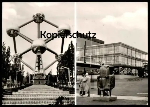ALTE POSTKARTE ZOEPPRITZ WOLLDECKEN AUF DER WELTAUSSTELLUNG BRÜSSEL ATOMIUM HEIDENHEIM MERGELSTETTEN Ansichtskarte cpa