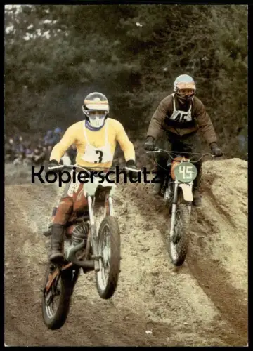 ÄLTERE POSTKARTE MOTOCROSS DDR Nr. 7 & Nr. 45 MZ Motorrad Moto Velo Motorbike racing course Rennen Ansichtskarte cpa AK