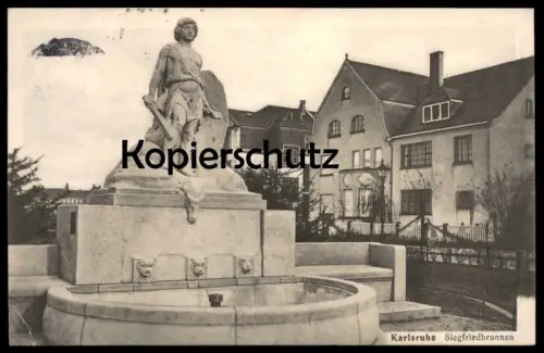 ALTE POSTKARTE KARLSRUHE SIEGFRIEDBRUNNEN Brunnen fountain fontaine monument Ansichtskarte cpa postcard AK