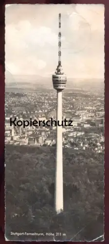 ÄLTERE ÜBERLANGE POSTKARTE STUTTGART DER FERNSEHTURM HÖHE 211m Turm tower tour Nachgebühr Ansichtskarte postcard AK cpa