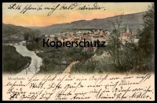 ALTE POSTKARTE MESCHEDE RUHR 1907 PANORAMA Totalansicht Gesamtansicht AK Ansichtskarte postcard cpa