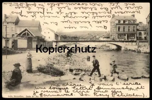 ALTE POSTKARTE THEUX LE PONT MANN FRAU KIND Brücke bridge postcard cpa AK Ansichtskarte