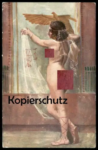 ALTE KÜNSTLER POSTKARTE LERAT EGYTPIENNE egypt woman Frau femme seins nus nude breast woman nudity cpa postcard AK