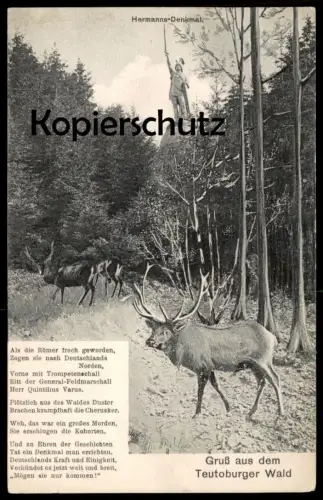 ALTE POSTKARTE HERMANNS-DENKMAL IM TEUTOBURGER WALD MIT HIRSCHEN DETMOLD ALS DIE RÖMER ... Hermannsdenkmal Ansichtskarte