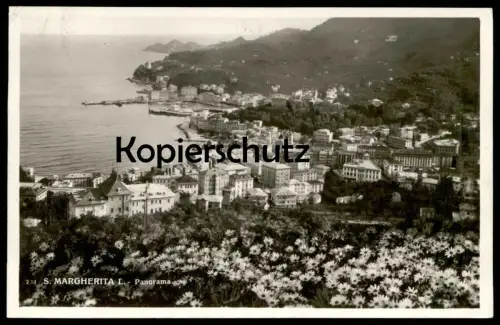 ALTE POSTKARTE SANTA MARGHERITA PANORAMA 1939 Blumen flowers fleurs Liguria Ligurien cpa postcard Ansichtskarte AK